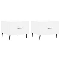 Salontafels 2 st 50x50x40 cm bewerkt hout wit - thumbnail