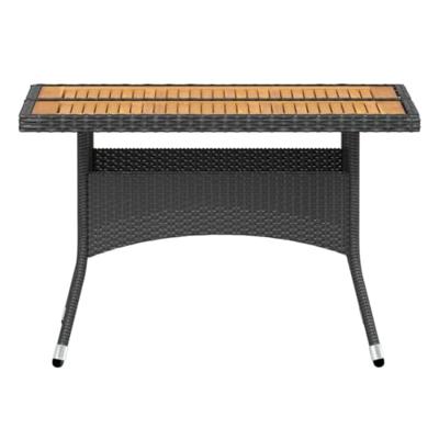 5-delige Tuinset poly rattan en massief acaciahout zwart