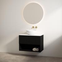 Badmeubelset Best Design Rigatti 60 cm Mat Zwart + Mat Wit Blad - thumbnail