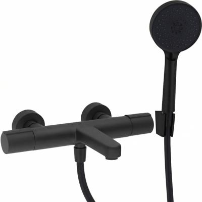 Saqu Dream thermostatische badkraanset met 3 straalsoorten mat zwart