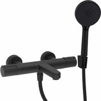 Saqu Dream thermostatische badkraanset met 3 straalsoorten mat zwart - thumbnail