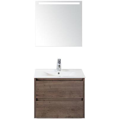 Dante Badmeubelset 60 cm - Tabacco - Keramische Wastafel Wit Enjoy met Sence Spiegel