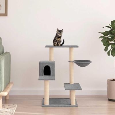 vidaXL Kattenmeubel met sisal krabpalen 82,5 cm lichtgrijs, kattenpaal, kattenboom, kattenkrabpaal, kattenhuis, kattenmeubel, kattenpalen