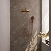 Inbouw Regendouche Set Brauer Copper Edition Gebogen Wanduitloop Ronde Hoofddouche 30 cm Met Twee Stopkranen Glijstang en Handdouche 3 Standen Koper - thumbnail