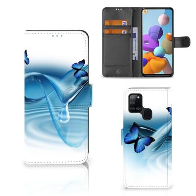 Samsung Galaxy A21s | Telefoonhoesje | Met pasjeshouder | Vlinders