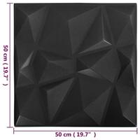 12 st Wandpanelen 3D diamant 3 m 50x50 cm zwart - thumbnail