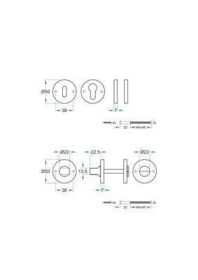 Toiletsluiting InterAcc incl. 6/7mm stift RVS mat