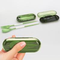 2 PC'S Mini outdoor draagbare reizen sets Candy kleur vouwen diner instellen student Kids keuken tool (groen) - thumbnail