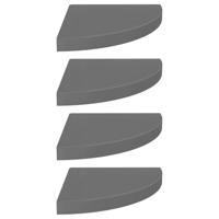 Hoekschappen zwevend 4 st 35x35x3,8 cm MDF hoogglans grijs - thumbnail