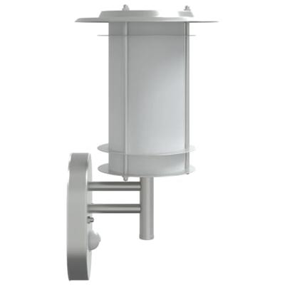 Buitenwandlampen 2 st met sensors roestvrij staal zilverkleurig Buitenwandlampen 2 st met sensors roestvrij staal zilverkleurig