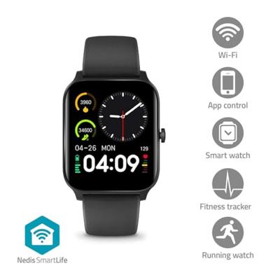 Nedis SmartLife-Watch - LCD - IP68 - Maximale gebruiksduur: 14400 min - Android/IOS - Zwart