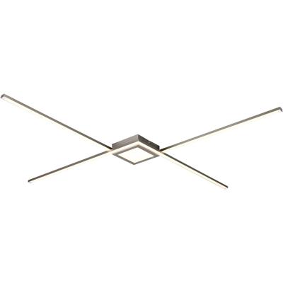 LED Plafondlamp - Plafondverlichting - Trion Oxi - Warm Wit 3000K - Dimbaar - Rechthoek - Mat Nikkel - Aluminium LED Plafondlamp - Plafondverlichting - Trion Oxi - Warm Wit 3000K - Dimbaar - Rechthoek - Mat Nikkel - Aluminium