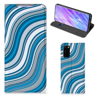 Samsung Galaxy S20 | Hoesje met Magneet | Waves Blue Samsung Galaxy S20 | Hoesje met Magneet | Waves Blue