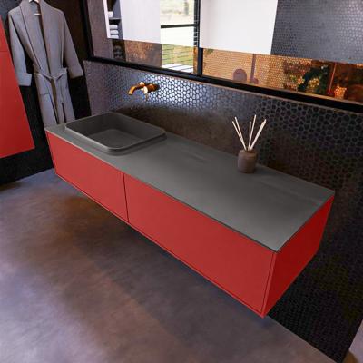 Badkamermeubelset Mondiaz Erin 150 cm met 2 Lades met RIDGE Wastafel Links Dark grey Zonder Kraangaten Greeploos Mat Fire Badkamermeubelset Mondiaz Erin 150 cm met 2 Lades met RIDGE Wastafel Links Dark grey Zonder Kraangaten Greeploos Mat Fire