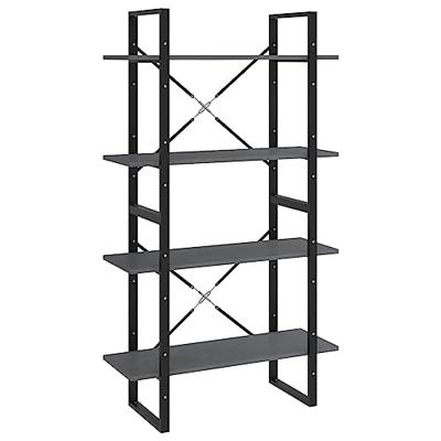 Boekenkast met 4 schappen 80x30x140 cm massief grenenhout grijs