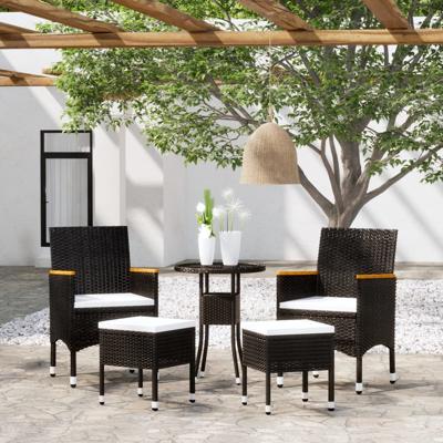 5-delige Loungeset poly rattan zwart
