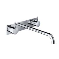 Wastafelmengkraan Hotbath Cobber Inbouw 2-hendel Met Achterplaat Gebogen 25 cm Chroom - thumbnail