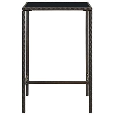 Tuinbartafel 70x70x110 cm poly rattan en glas bruin