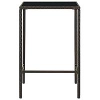 Tuinbartafel 70x70x110 cm poly rattan en glas bruin - thumbnail