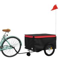 VidaXL Fietstrailer 45 kg ijzer zwart en rood - thumbnail