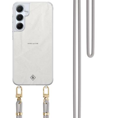 Samsung Galaxy A55 hoesje met grijs koord - Vive la vie