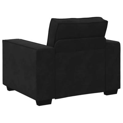 3-delige Loungeset met kussens fluweel zwart - thumbnail