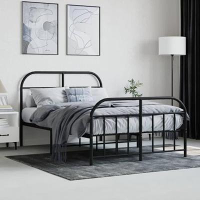 Bedframe met hoofd- en voeteneinde metaal zwart 120x190 cm