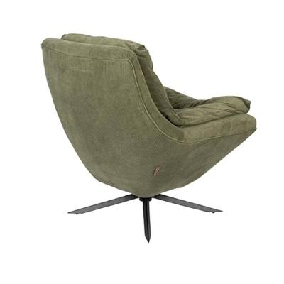 Dutchbone Draaifauteuil 'Vince' Rib, kleur Groen Dutchbone Draaifauteuil 'Vince' Rib, kleur Groen