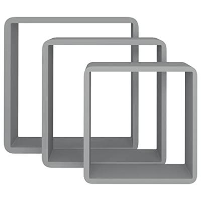 Wandschappen kubus 3 st MDF grijs Wandschappen kubus 3 st MDF grijs