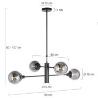 Steinhauer Design hanglampConstellation zwart met smoke glas - 3804ZW - thumbnail