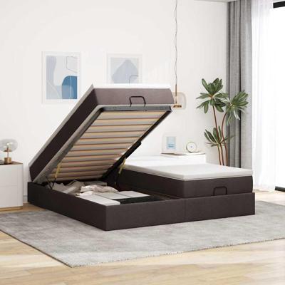 Ottoman bed met matrassen 180x200cm stof donkerbruin