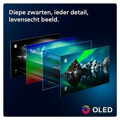Philips Ambilight 48OLED809 4K OLED Smart TV - 48-inch scherm met P5 AI Perfect Picture Ultra HD, Google TV, Dolby Vision en Dolby Atmos Sound, werkt met Alexa en Google Assistant - Metalen randframe