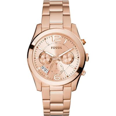 Fossil Dames ES3885 &apos;Perfect Boyfriend&apos; multifunctioneel Rosekleurig roestvrijstalen horloge - goud