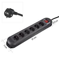 Hama Stekkerdoos 6-voudig Schakelaar Wandmontage 1,5 M Zwart - thumbnail