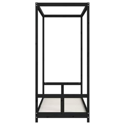 Kinderbedframe 80x200 cm massief grenenhout zwart