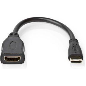 Nedis High Speed HDMI-Kabel met Ethernet | HDMI Mini-Connector | HDMI Output | 4K@30Hz | 10.2 Gbps | 0.20 m | Rond | PVC | Zwart | Doos -