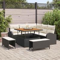 Tuinbankenset met kussen 8 pcs Zwart poly rattan - thumbnail