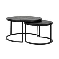 Richmond Ronde Salontafel 'Catana' Set van 2 stuks, mangohout, kleur zwart - thumbnail