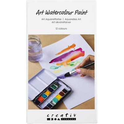 Creativ Company Art aquarelverf, ½-pan, bloemen en landschappen, afm 10x15x20 mm, diverse kleuren, 12 kleur/ 1 stuk Creativ Company Art aquarelverf, ½-pan, bloemen en landschappen, afm 10x15x20 mm, diverse kleuren, 12 kleur/ 1 stuk