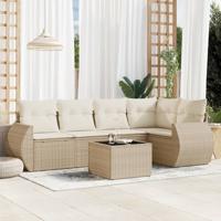 6-delige Loungeset met kussens poly rattan beige - thumbnail