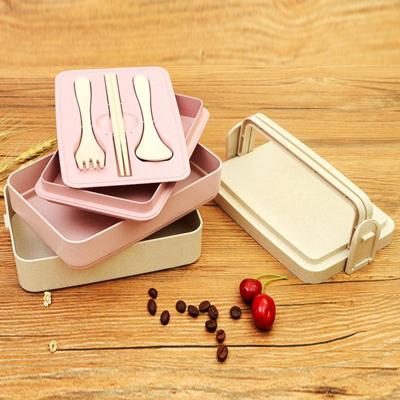 Japans servies tarwe stengel drie lagen lunch Sushi box grootte: 19 * 12.5 * 10.5 cm (roze)