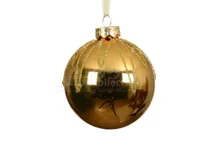 Decoris kerstbal glas d8cm goud met glitter - thumbnail