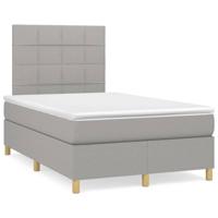 Boxspring met matras stof lichtgrijs 120x200 cm - thumbnail