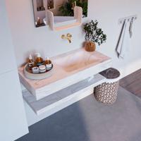 MONDIAZ ALAN-DLUX 100cm planchet Ostra. Vrijhangende wastafel CLOUD rechts zonder kraangat, kleur Ostra. - thumbnail