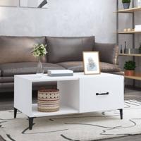 Salontafel 90x50x40 cm bewerkt hout wit - thumbnail