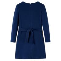 Kinderjurk met lange mouwen kattenprint 92 marineblauw - thumbnail