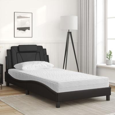 Bed met matras kunstleer zwart 100x200 cm