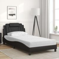 Bed met matras kunstleer zwart 100x200 cm - thumbnail