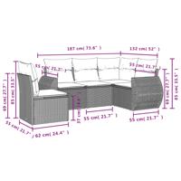 6-delige Loungeset met kussens poly rattan zwart - thumbnail