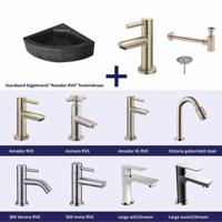 FonteinPack Natuursteen Hoek 30x30x10 cm RVS (Keuze uit 8 kranen) - thumbnail